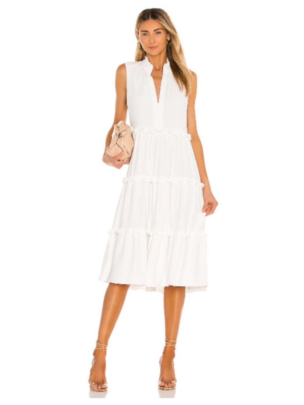 Amanda‎ Uprichard Wilma Dress Womens XS Ivory Midi Dress